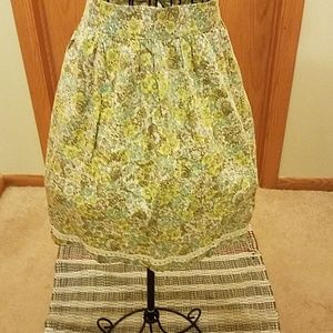 VTG 50's half apron intan/green/taupe floral print